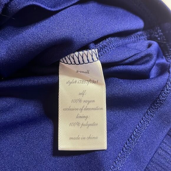 Blue Rain romper navy blue pink embroidery cape like top elastic waist size XS - Picture 9 of 14